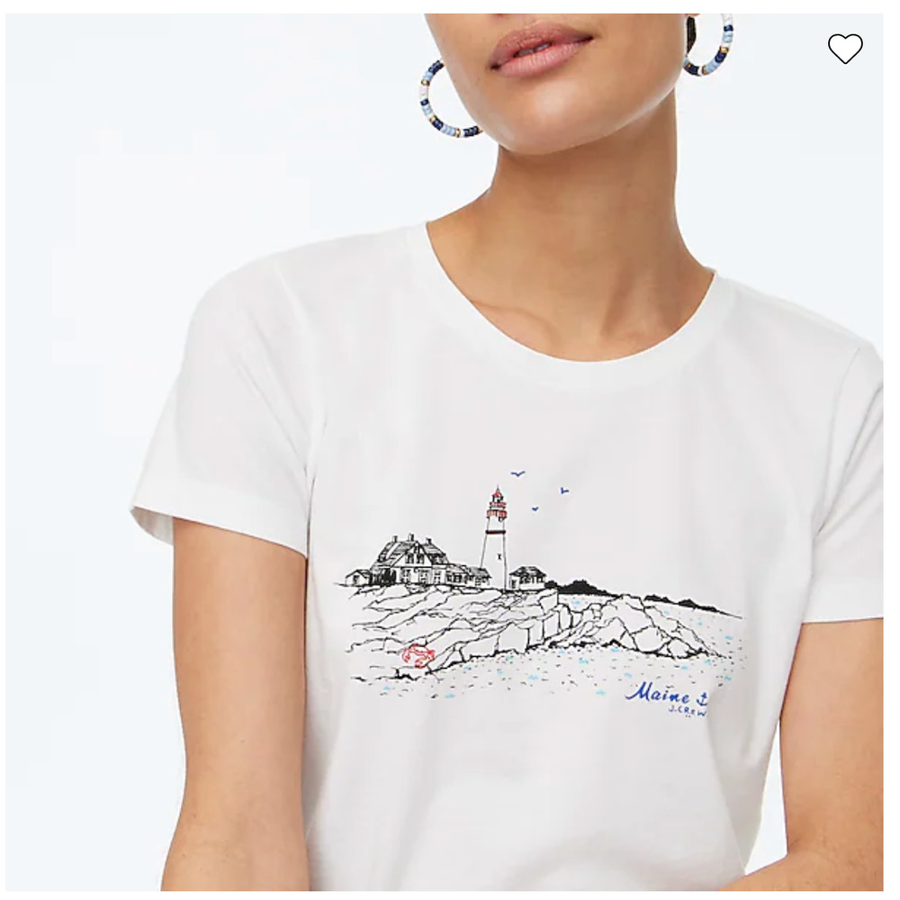 NWT J. Crew White W/Maine Lighthouse Graphic Tee - SIZE M - Picture 6 of 11